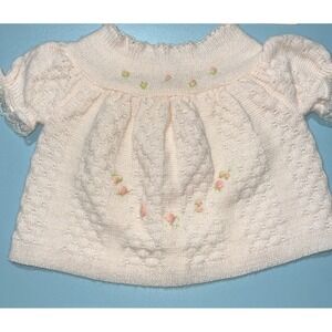 Vintage 1970s  Baby Girls‎ Pink Knit Sweater Approx 6-9 Months No Tag